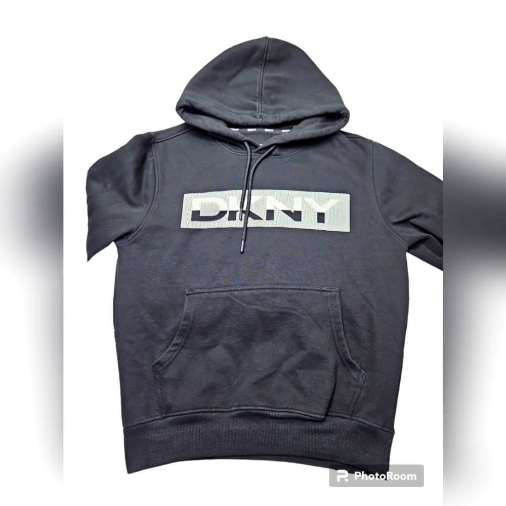 DKNY Mens Pullover Hoodie Black Sz S - Picture 6 of 7